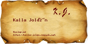 Kalla Jolán névjegykártya